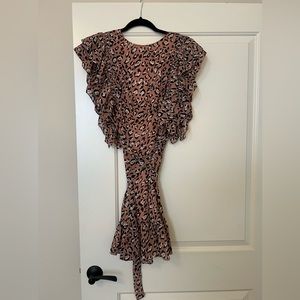 Sugar lips Light pint and navy leopard print dress. Size small.